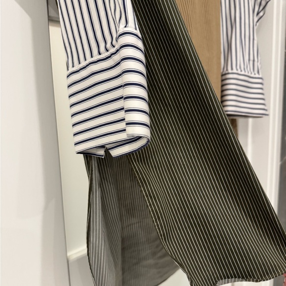 Zara Brown and Gray Striped Oversized Shirt Size M Pre-Loved - Picture 9 of 12